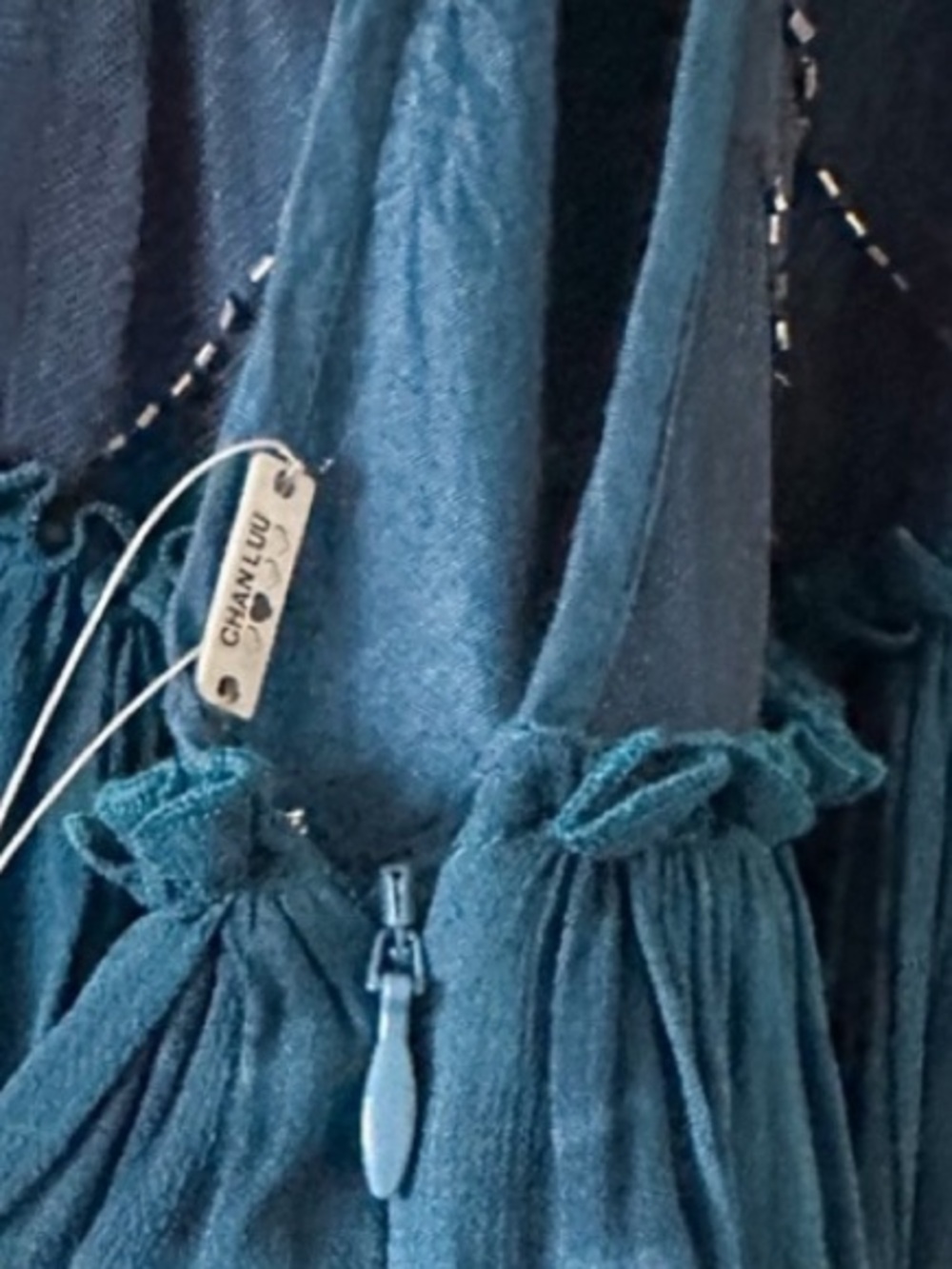❤️ Chan Luu Maxi Beaded Blue Gown Dress Size Small NWT - Picture 7 of 9